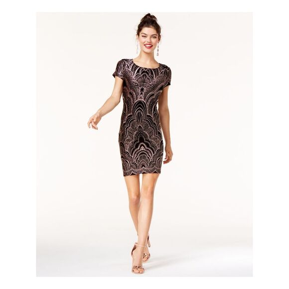 JUMP Dresses & Skirts - JUMP Womens Black Short Sleeve Above The Knee Body Con Cocktail Dress S